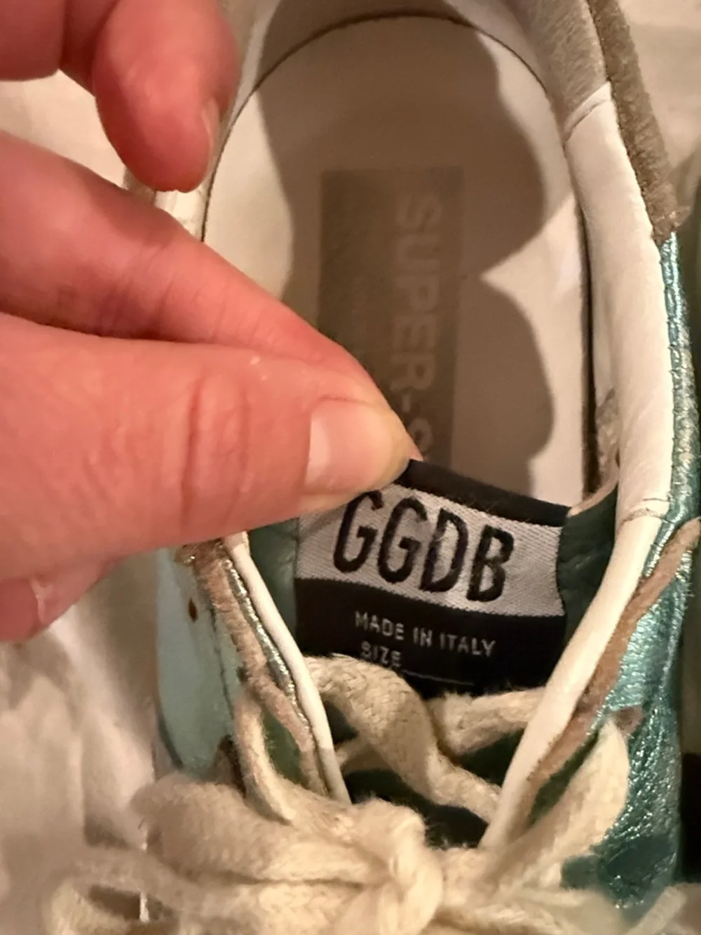 Golden Goose Metallic Teal Star Lace-Up Sneakers - Picture 2 of 12